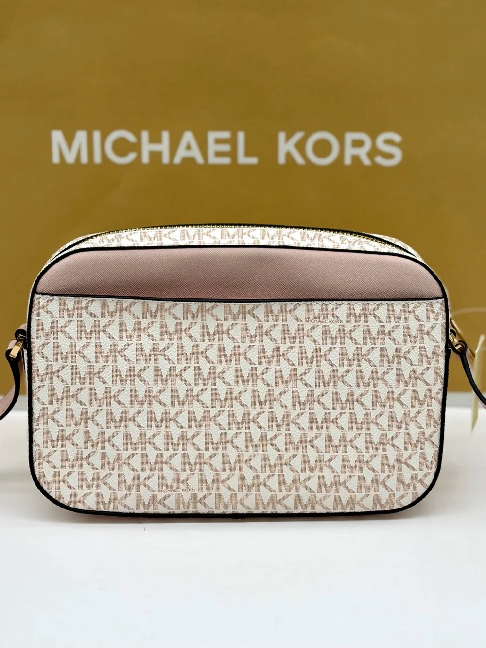 Michael Kors Jet Set Travel EW  Crossbody Bag Optic White Rose Gold